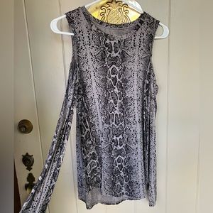 Maurice’s snakeskin cold shoulder top